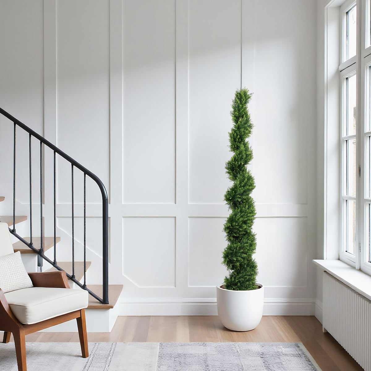 6FT Two-Tone Spiral-Shaped Potted Cedar Tree Set