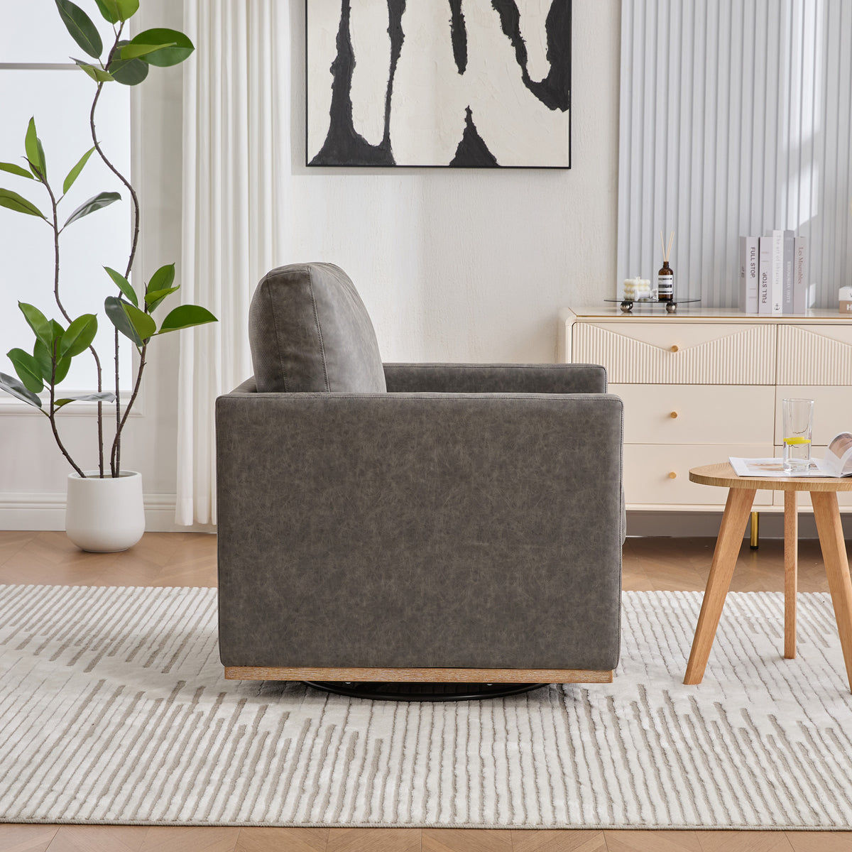30.7"W Upholstered Square Swivel Accent Chair