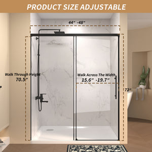 48" W × 72" H Single Sliding Shower Door