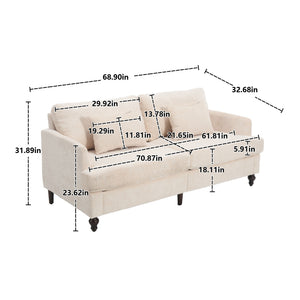 Mid Century Modern Fabric Loveseat Sofa, 2 Seat Upholstered Couch