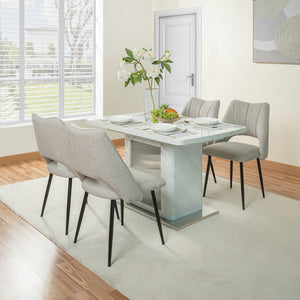 Modern Rectangle Dining Table With Stretchable Top, Storage Cabinet