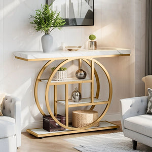 Console Table With 4-Tier Design For Living Hallway
