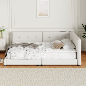 Modern Upholstered Platform Bed With USB Ports And LED Belt