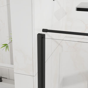 Corner Shower Enclosure, Frameless Pivot Door - Matte Black