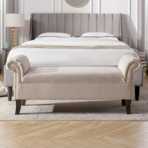 Kathy - Roll Arm Entryway Accent Bench - Sky Neutral Beige