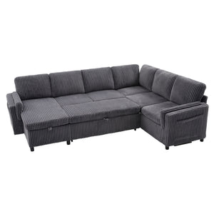 Convertible U-Shaped Sectional Sofa Bed With USB Ports And Storage
