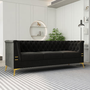 Luxurious Sofa With Legs, Modern Chesterfield Design, Tufted Upholstery, 3 Seat Couch For Living Room And Office