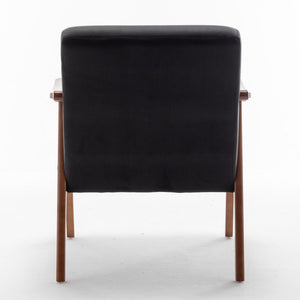 Mid Century Modern Accent Chair With Solid Wood Frame And Extra Thick Backrest