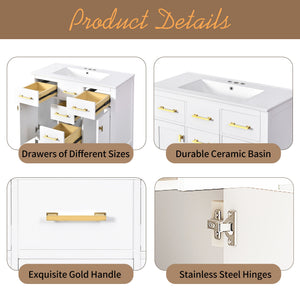 Bathroom Vanity With Sink Combo Set, Modern Bathroom Cabinet With 4 Drawers