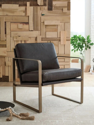 Bradett - Accent Chair - Dark Brown / Gold Finish - Best Buy Furniture