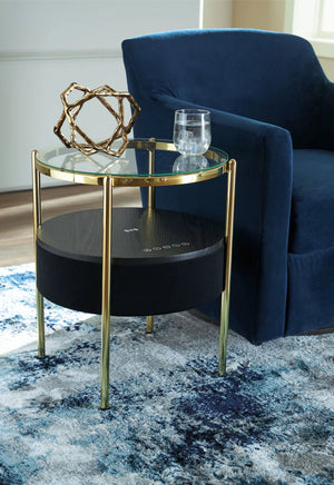 Nedman - Accent Table With Speaker - Black / Gold Finish - Best Buy Furniture