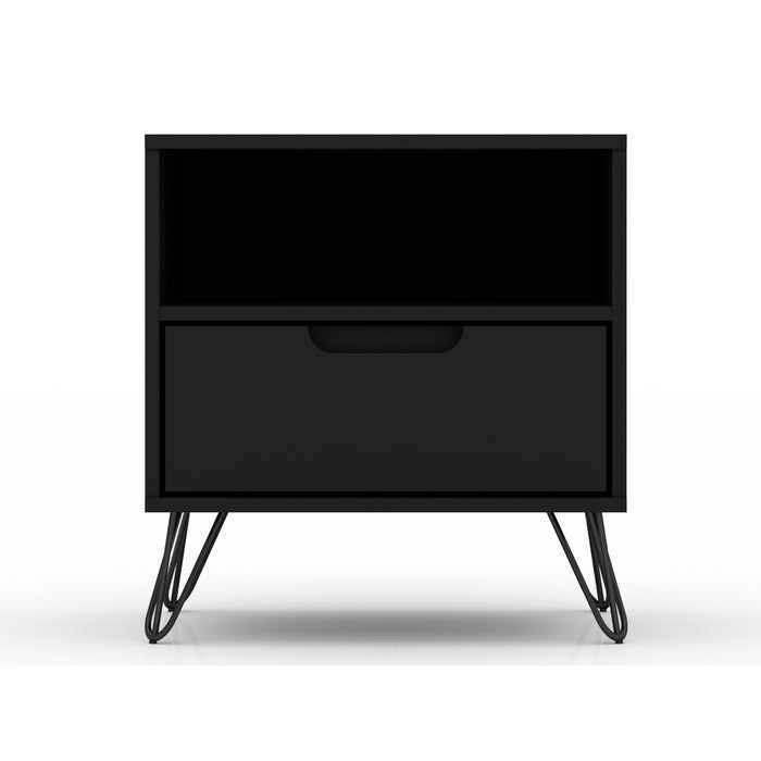 Rockefeller Nightstand with 1 Drawer and Splayed Legs - Multiple Colors