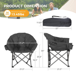 Set of 2 Oversized Camping Chairs with Side Pocket