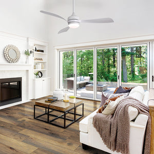Ceiling Fan With 3 Blades, Remote Control, Reversible DC Motor, Noiseless Operation, 3 Downrods