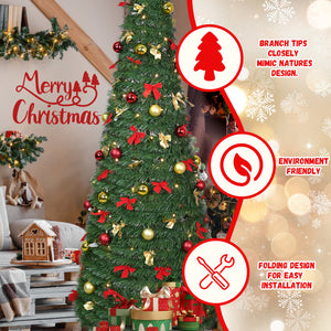 7FT Pop Up Christmas Tree, Pre-Decorated Artificial Tree