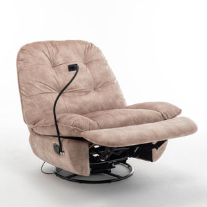 Modern Swivel Gliding Recliner Chair With Rocking Function And Phone Holder, Large Comfortable
