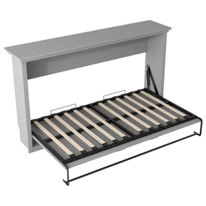 Twin Size Murphy Bed With Cabinet Storage - Gray