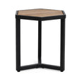 Outdoor Side Table With Iron Base And Slatted Top - Brown - Best Buy Furniture