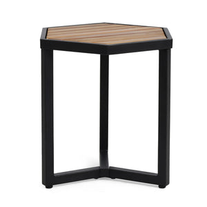 Outdoor Side Table With Iron Base And Slatted Top - Brown - Best Buy Furniture