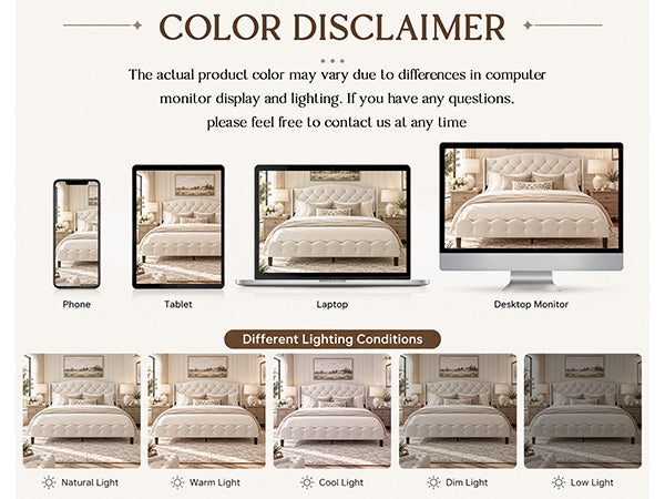 King Size Upholstered Platform Bed Frame