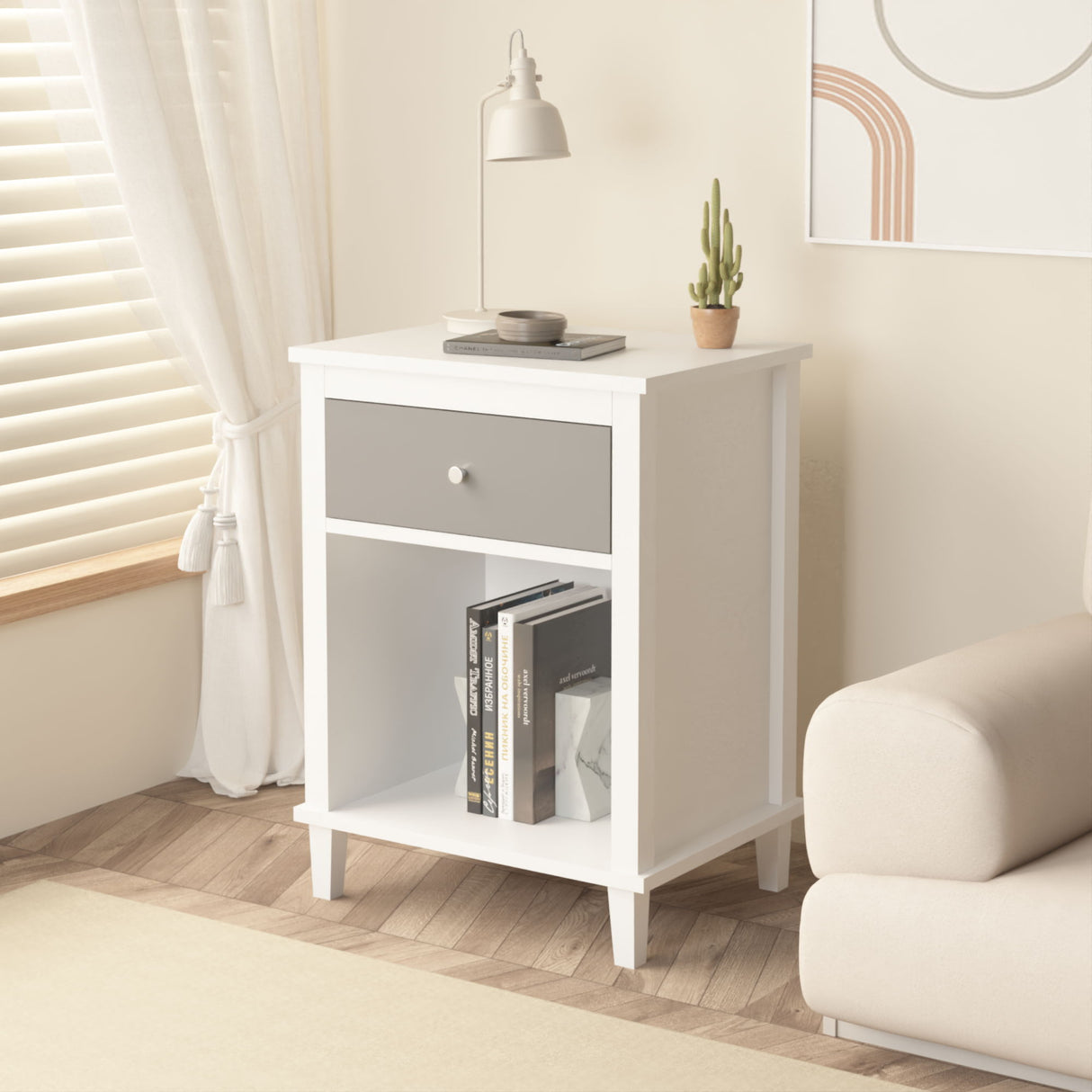 Nightstand With 1 Drawer 1 Shelf