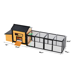 114" Wooden Chicken Coop with Outdoor Run