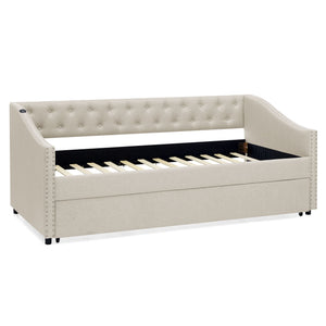 Upholstered Daybed With USB Charging & Pull Out Bed