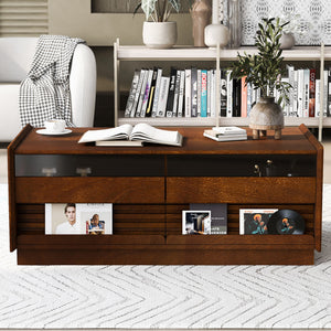 Modern Rectangle Coffee Table With 4 Drawers And 2 Display Shelves