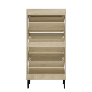 Modern Rattan 3 Door Shoe Rack Cabinet For Entryway