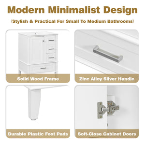 Bathroom Vanity, Modern Bathroom Cabinet With Sink Combo Set, Bathroom Storage Cabinet With A Soft Closing Door And 3 Drawers, Solid Wood Frame