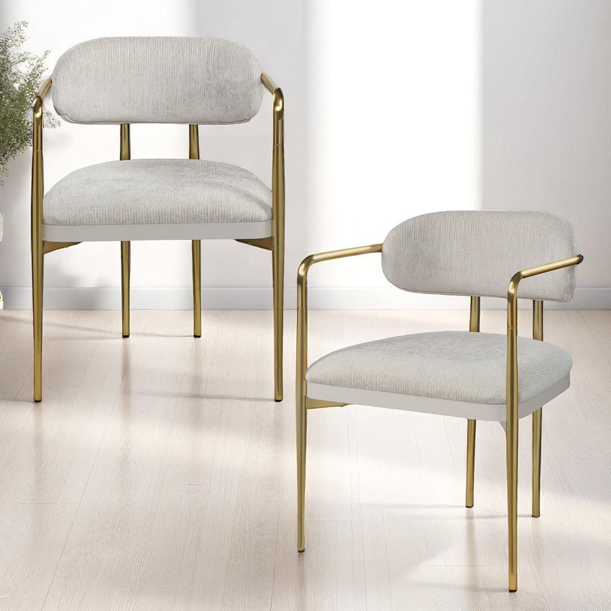 Zayn Arm Chair (Set of 2) - Beige / Gold
