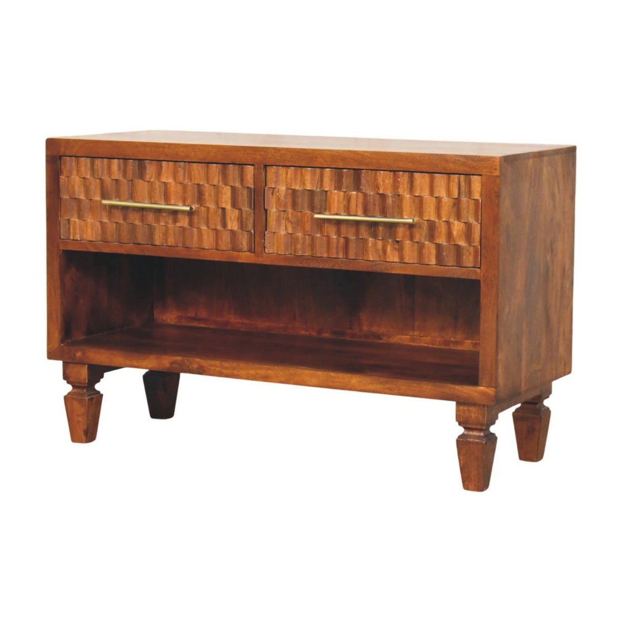 Solid Wood Cadiz Carved Shoe Bench