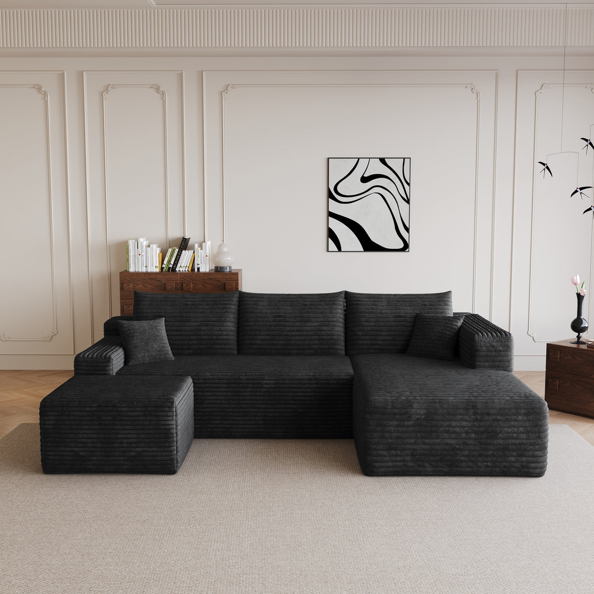 95" Cloud Sectional Sofa with 1 Ottoman