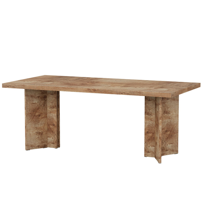 Dining Table for 4-6 People with Thick Top - Light Brown or Dark Gray