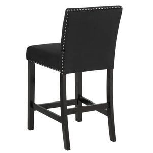 5 Piece Counter Height Dining Set With Table, Tufted Nail Head Chairs - Black