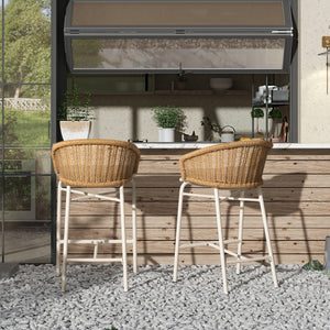 Santorini 28" Wicker Back Outdoor Bar Stool Set of 2