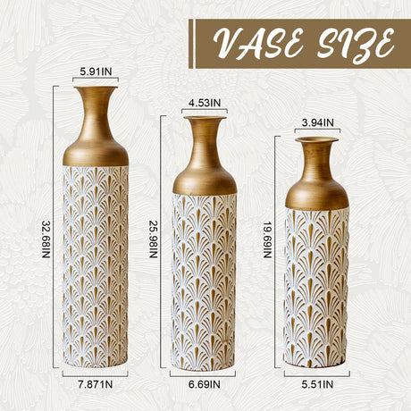 Decorative Metal Vases, Set of 3