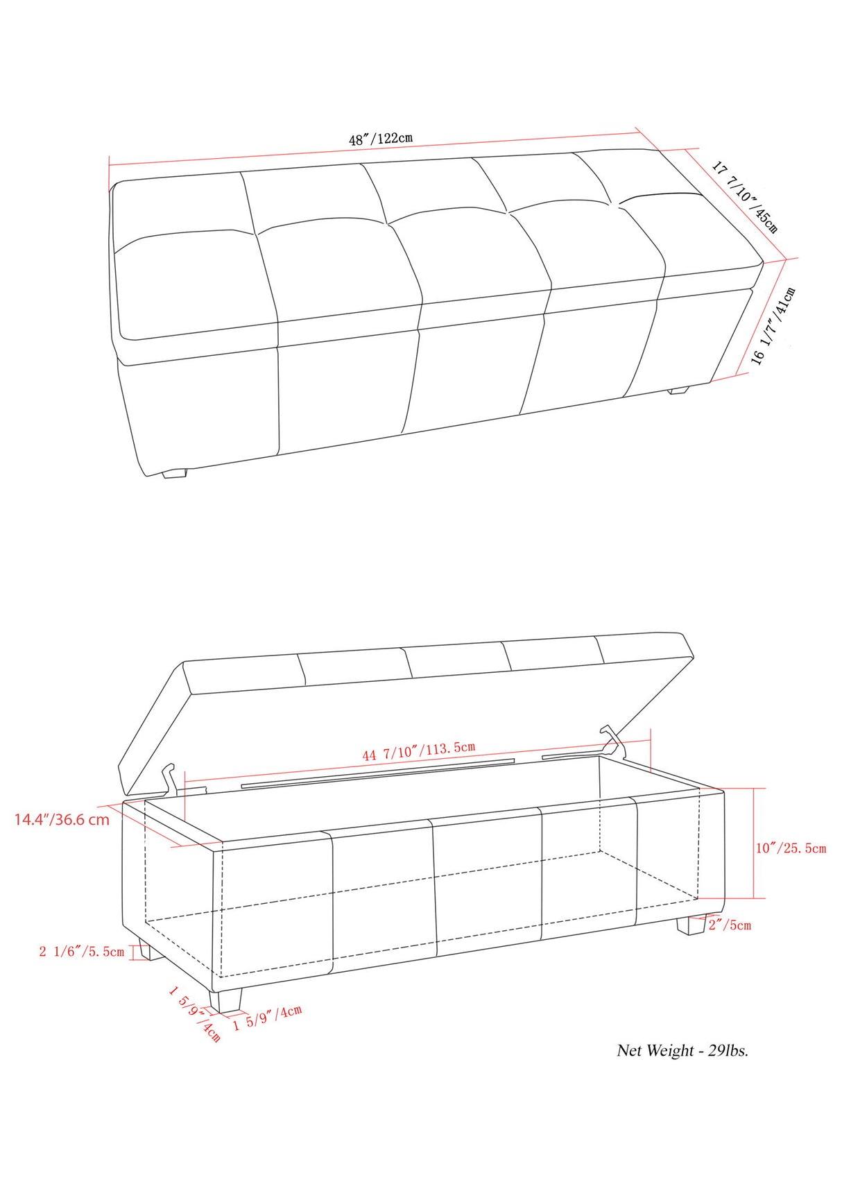 Castleford - Contemporary Storage Ottoman