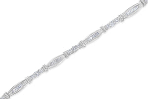 10K White Gold Geometric Pattern Diamond Tennis Bracelet (3 cttw, H-I Color, SI2-I1 Clarity)