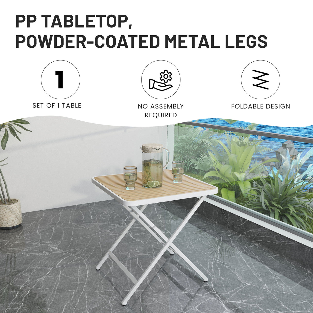4 Piece Set Of Modern Color Block Designed Single Chairs With Folding Square Table