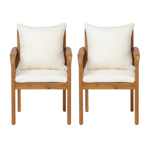Outdoor Patio Acacia Wood Chairs With Woven Rope Arms