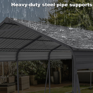 Metal Carport 13 × 26.5 FT with Galvanized Steel Roof