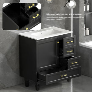 30" Black Bathroom Vanity