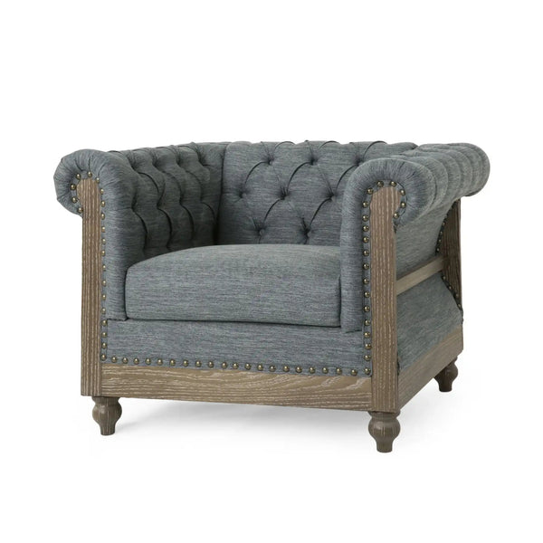 Fabric Upholstered Club Chair With Scrolled Tuxedo Arms - Best Buy Furniture