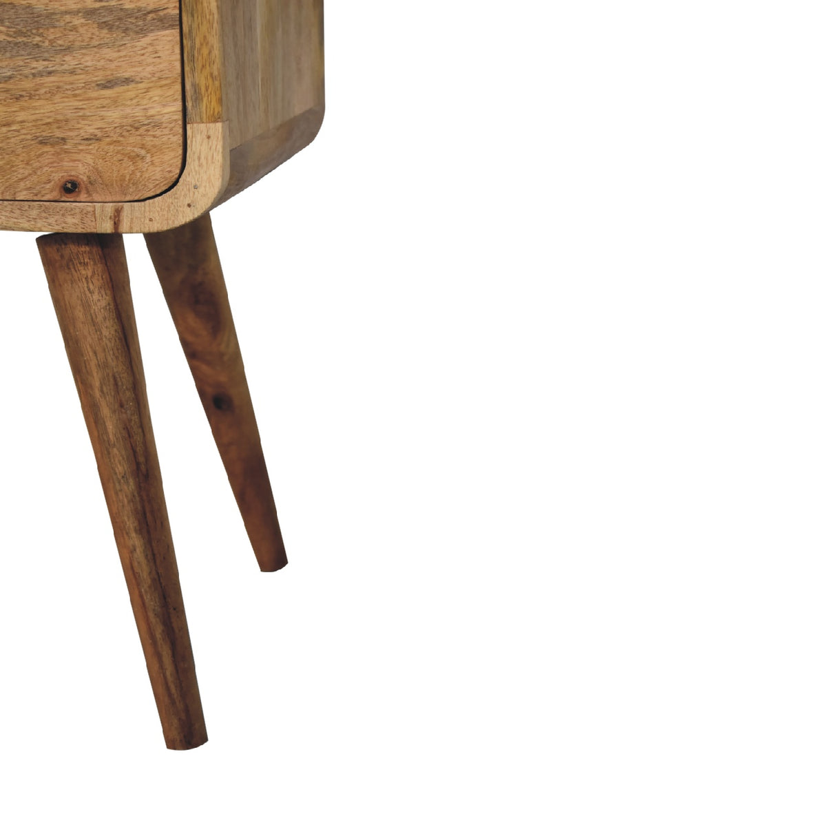 Solid Wood Mini Curved Nightstand, 2-Drawers, Oak-ish