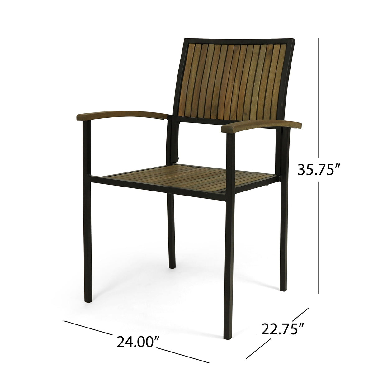 Vermilion - Outdoor Dining Chair With Vertical Slat And Wooden Arm - Best Buy Furniture