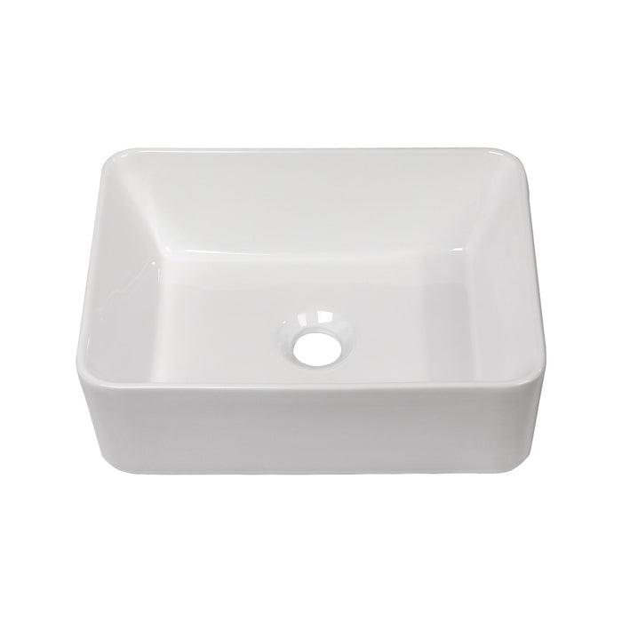 Sleek Ceramic Rectangular Vessel Bathroom Sink with Modern Design - Black or White