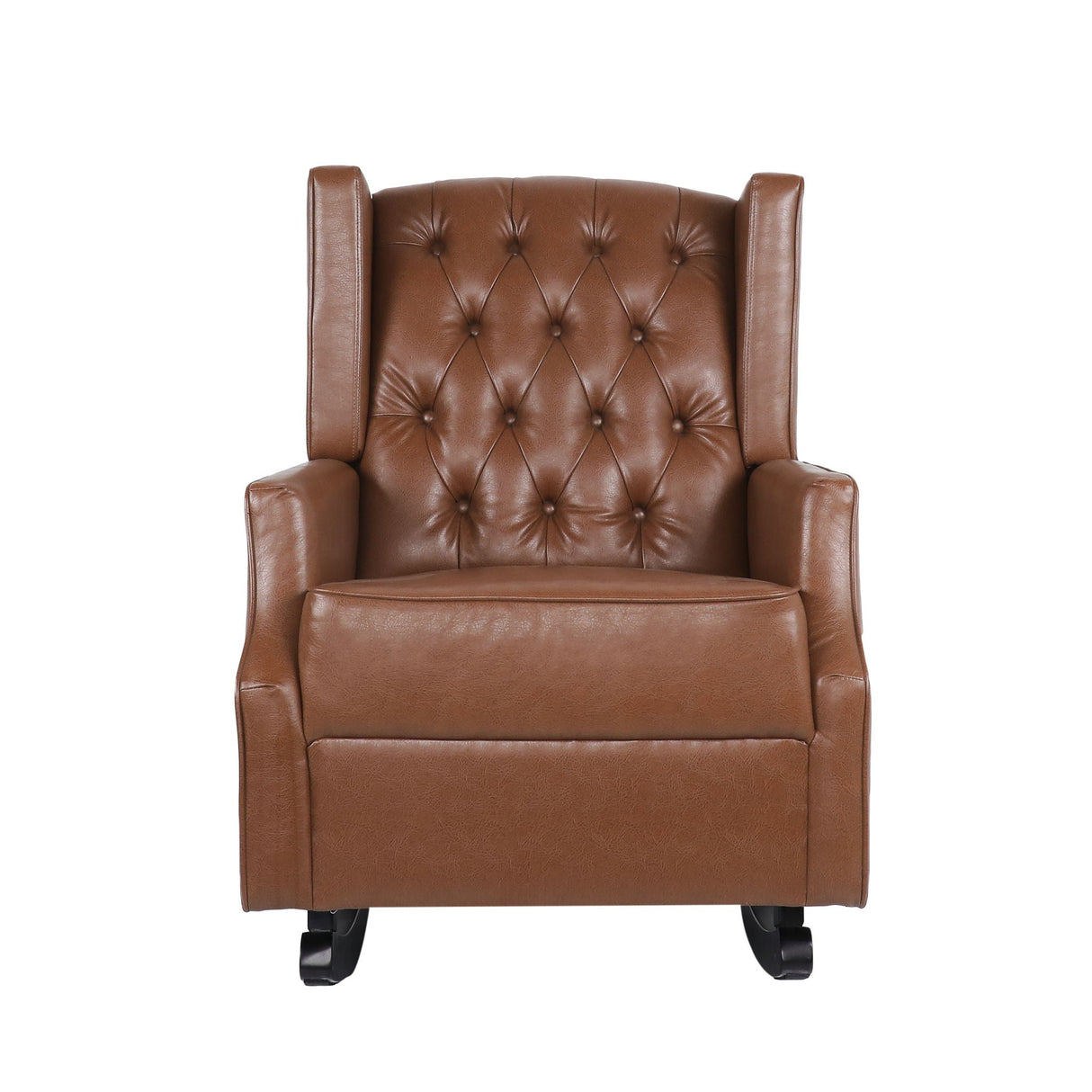 Moss - Upholstered Rocking Recliner With Diamond Tufting And Wingback - Light Brown - Best Buy Furniture