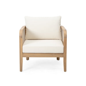 Set of 2 Outdoor Acacia Wood Patio Club Chairs