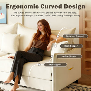King Pull Out Sofa Bed, 3-In-1 Convertible Bed With 3 Pillows